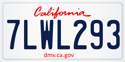CA license plate 7LWL293