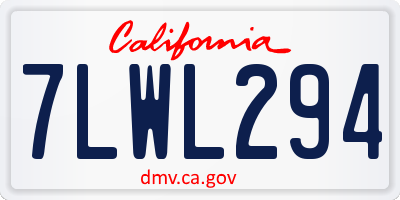 CA license plate 7LWL294