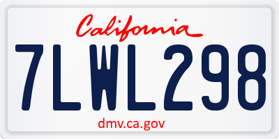 CA license plate 7LWL298