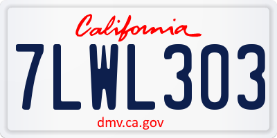 CA license plate 7LWL303