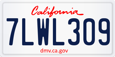 CA license plate 7LWL309
