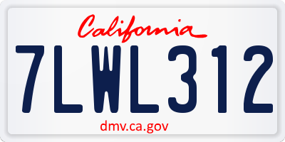 CA license plate 7LWL312