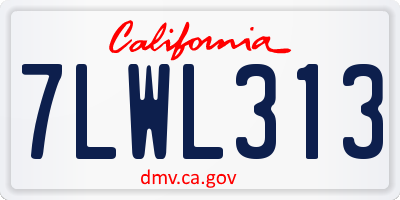 CA license plate 7LWL313