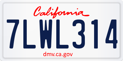CA license plate 7LWL314