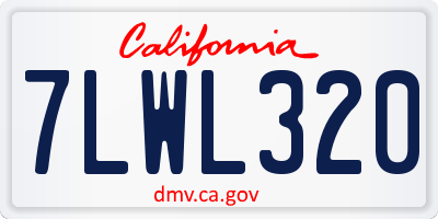 CA license plate 7LWL320