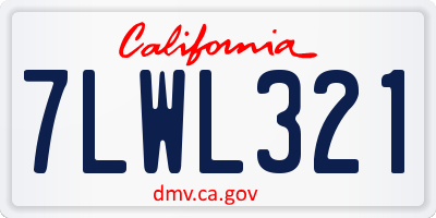 CA license plate 7LWL321