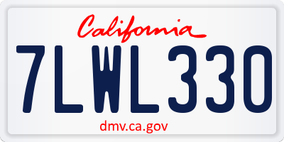 CA license plate 7LWL330