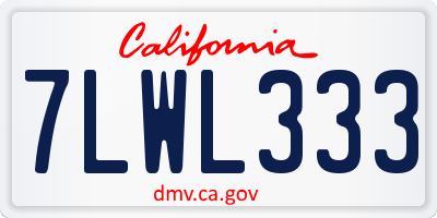 CA license plate 7LWL333