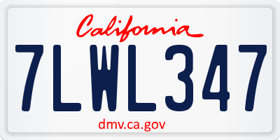 CA license plate 7LWL347