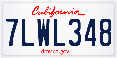 CA license plate 7LWL348