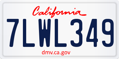 CA license plate 7LWL349