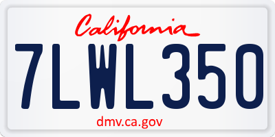 CA license plate 7LWL350