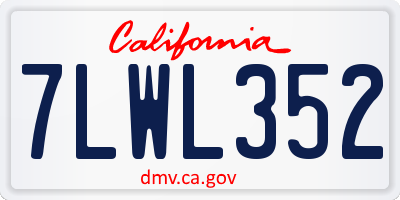 CA license plate 7LWL352
