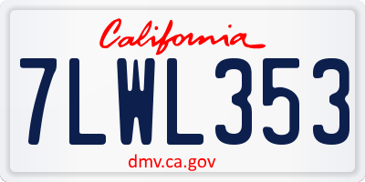 CA license plate 7LWL353