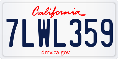 CA license plate 7LWL359