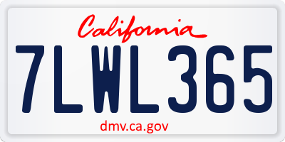CA license plate 7LWL365