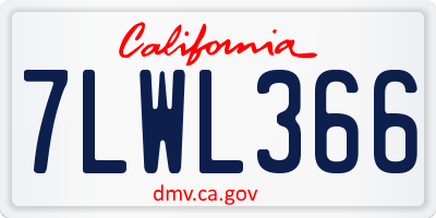 CA license plate 7LWL366