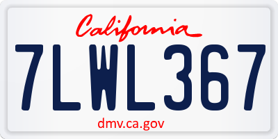 CA license plate 7LWL367