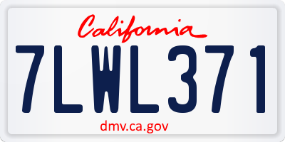 CA license plate 7LWL371