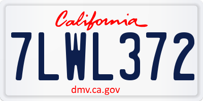 CA license plate 7LWL372