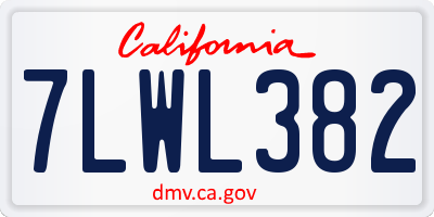 CA license plate 7LWL382