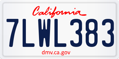 CA license plate 7LWL383