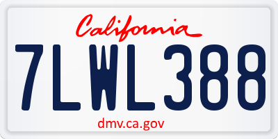 CA license plate 7LWL388