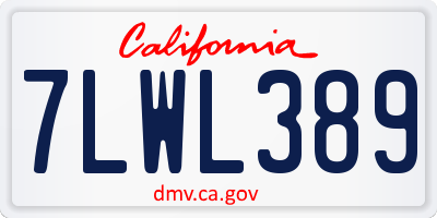 CA license plate 7LWL389