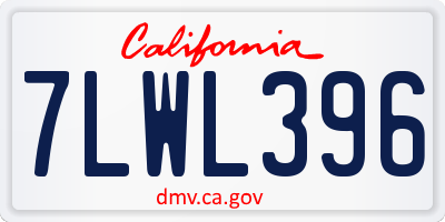 CA license plate 7LWL396