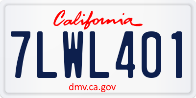 CA license plate 7LWL401