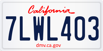 CA license plate 7LWL403