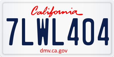 CA license plate 7LWL404
