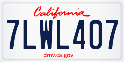 CA license plate 7LWL407