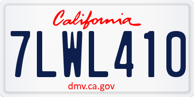 CA license plate 7LWL410