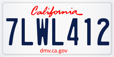 CA license plate 7LWL412