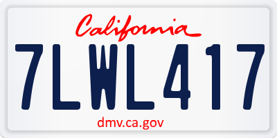 CA license plate 7LWL417