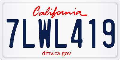 CA license plate 7LWL419