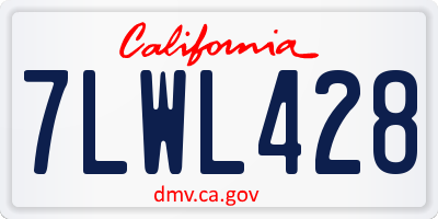 CA license plate 7LWL428