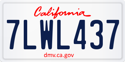 CA license plate 7LWL437