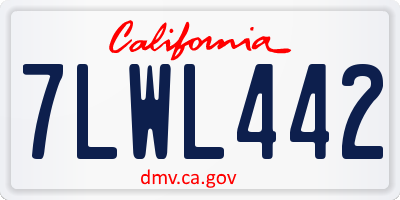 CA license plate 7LWL442