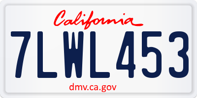 CA license plate 7LWL453