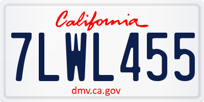 CA license plate 7LWL455