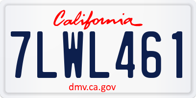 CA license plate 7LWL461