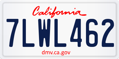 CA license plate 7LWL462