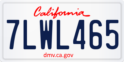 CA license plate 7LWL465