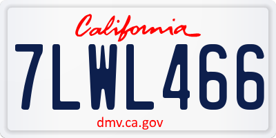 CA license plate 7LWL466