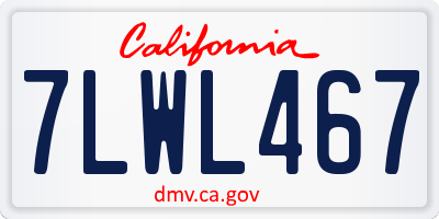 CA license plate 7LWL467
