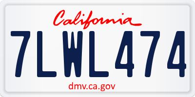 CA license plate 7LWL474