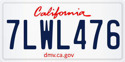 CA license plate 7LWL476