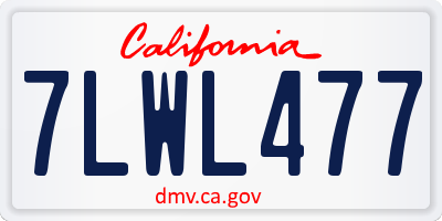 CA license plate 7LWL477